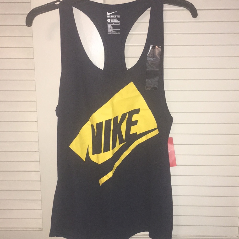NWT Nike Navy Blue and Yellow Racerback Tank Top L